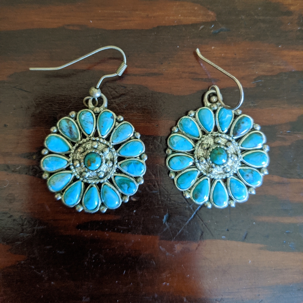 Turquoise art deco earrings